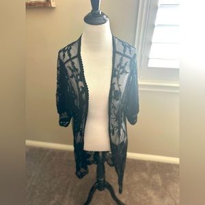 Black floral cover up/ cape